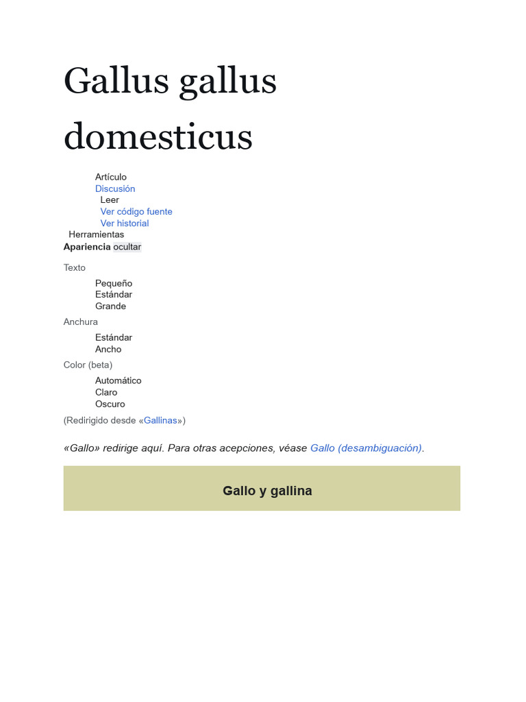 Gallus Gallus Domesticus | PDF | Pollo | Aves
