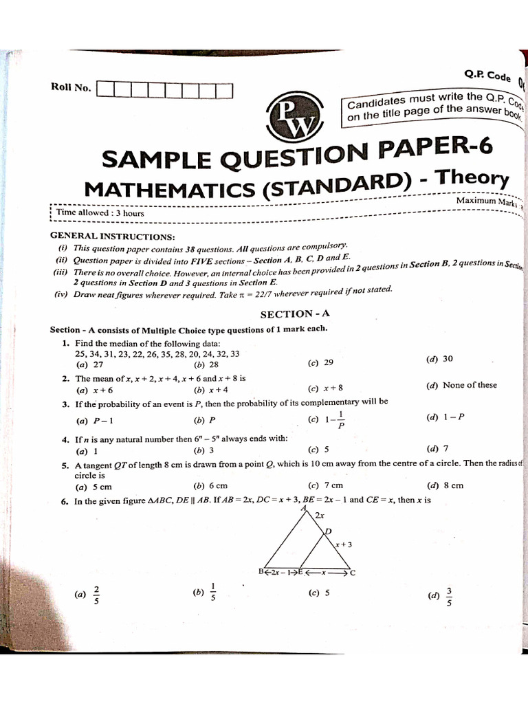 Sample Paper - 6 | PDF