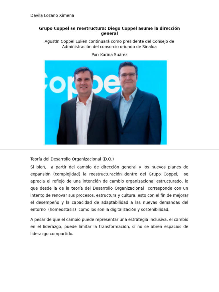 Teoría Del Desarrollo Organizacional (D.O.) | PDF | Business | Economias