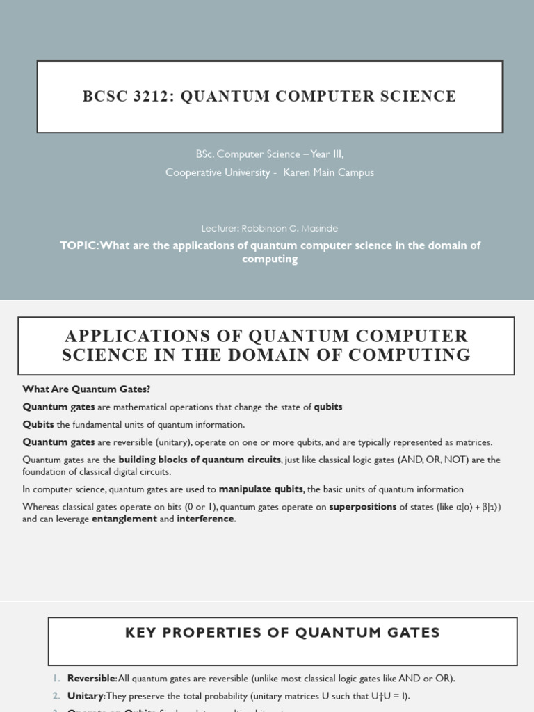 Applications of Quantum Computing Topic 5 | PDF | Quantum Computing ...