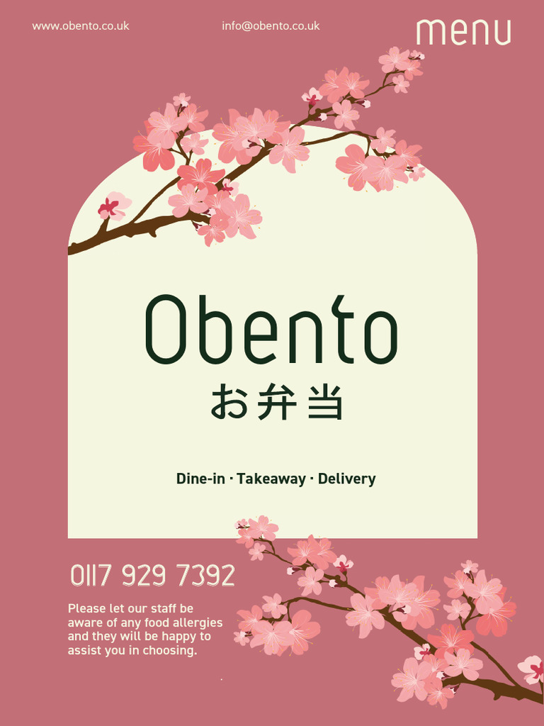 Obento All Day Menu 2025 | PDF | Sushi | Japanese Cuisine