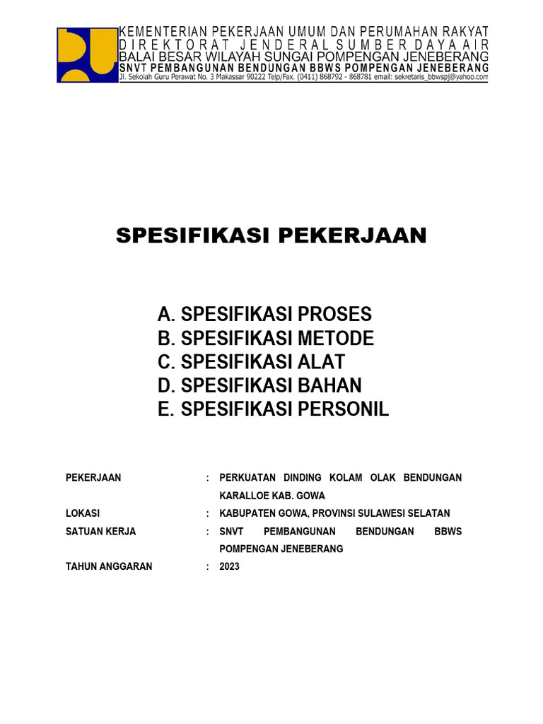 Spesifikasi Teknis | PDF