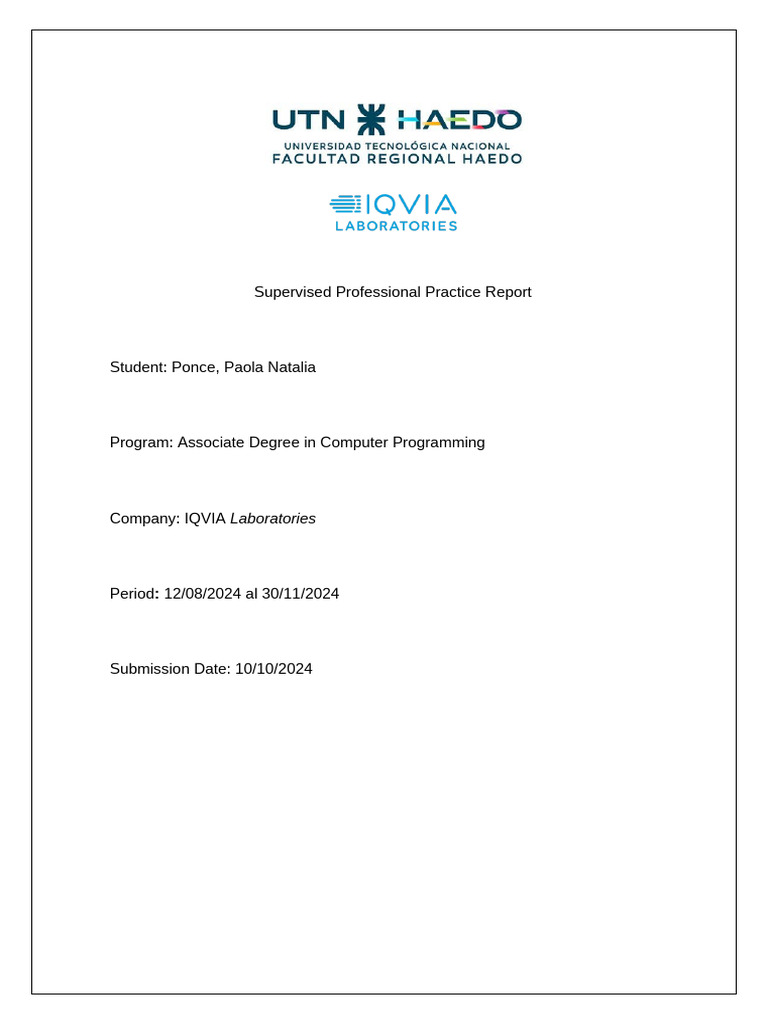 Supervised Professional Practice Report - Paola Ponce | PDF | Microsoft ...
