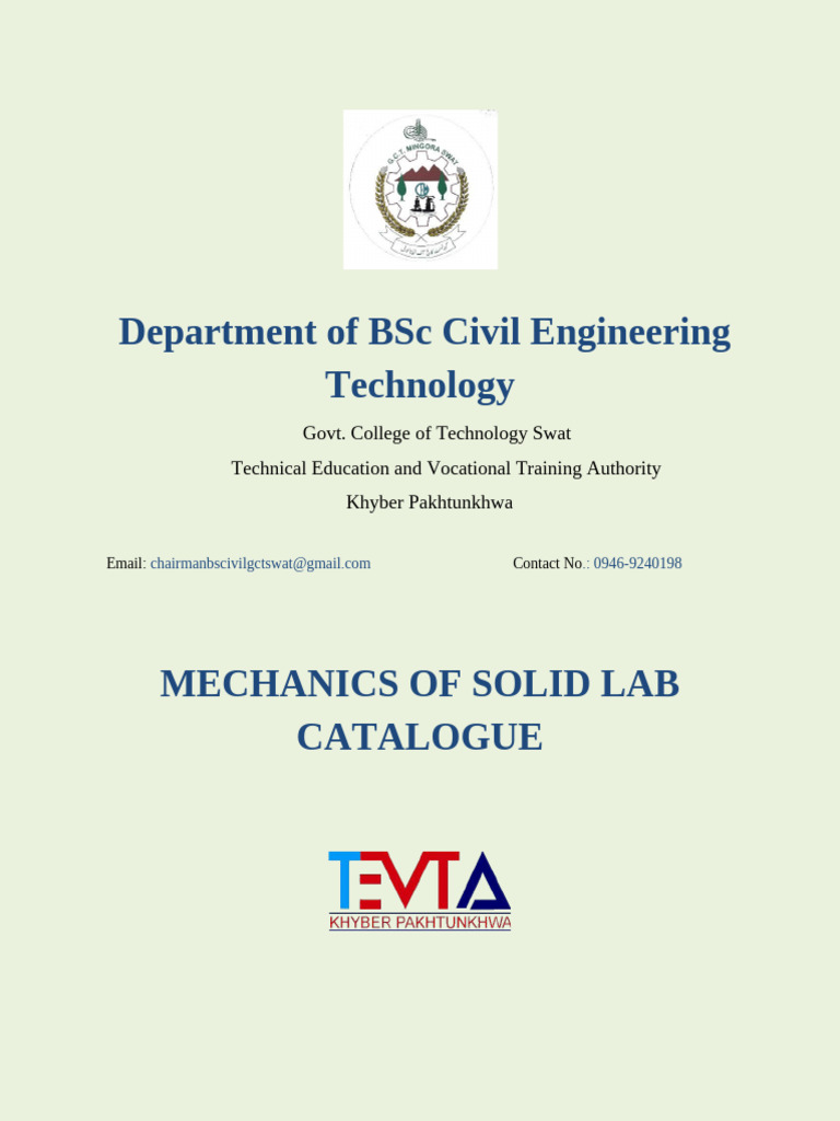 BSC Civil Engr. Technology Lab Manual | PDF | Concrete | Strength Of ...