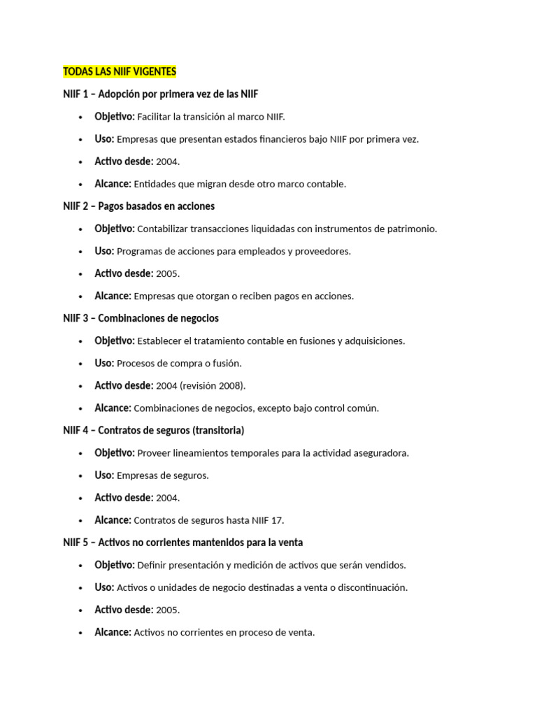 Todas Las Niif Vigentes | PDF | normas internacionales de INFORMACION ...