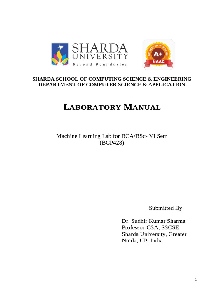 Labmanual ML Bcp428 Bca - Vi | PDF | Support Vector Machine ...