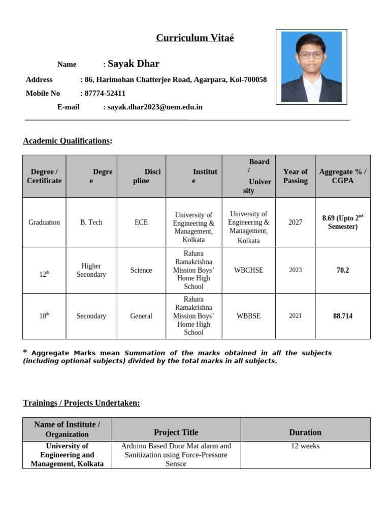 Placement Resume Format | PDF