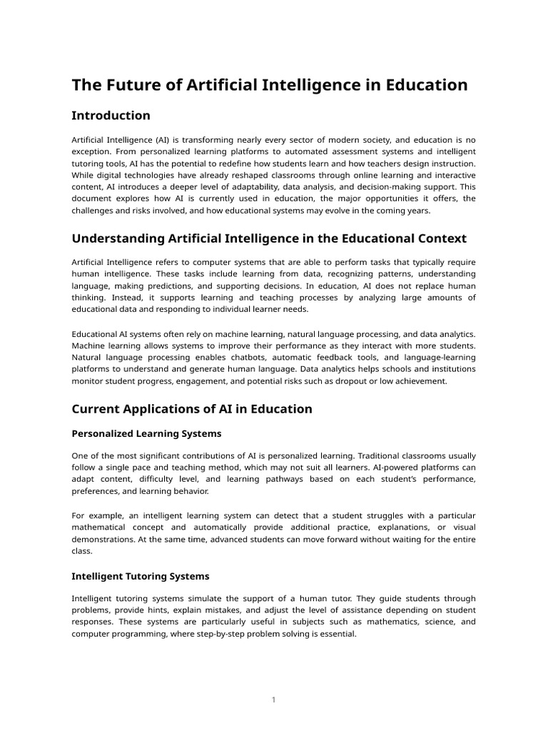 Document 1 - Ai in Education | PDF | Artificial Intelligence ...