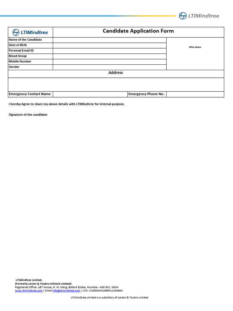 Candidate Application Form | PDF