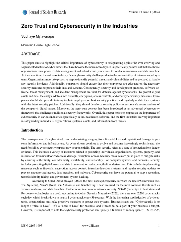 The Zero Trust Security Model and Cybersecurity in | PDF | Security ...