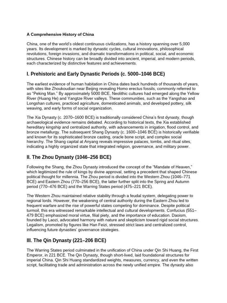 A Comprehensive History of China | PDF | China | World Politics