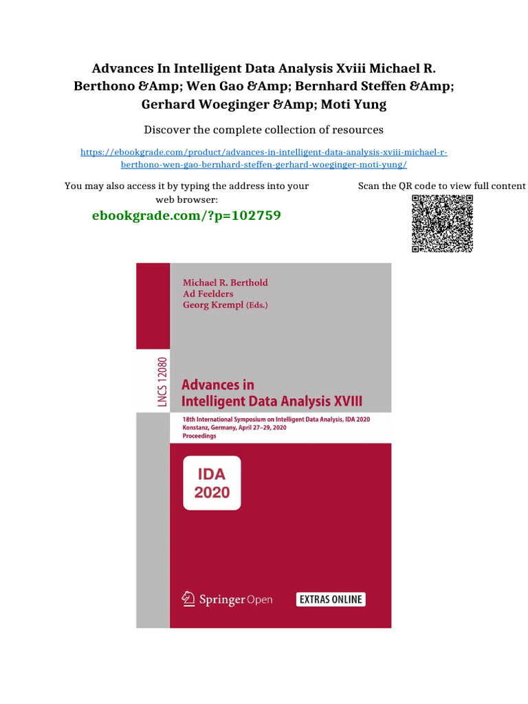 Advances in Intelligent Data Analysis XVIII Michael R. Berthono & Wen ...