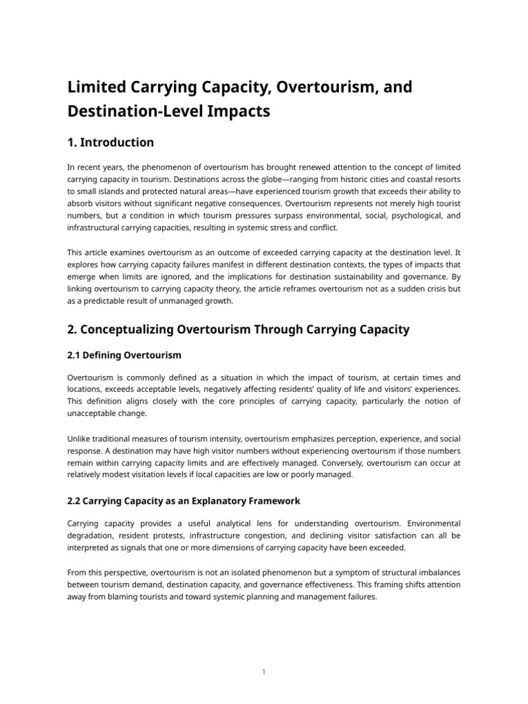 Article 3 - Limited Carrying Capacity, Overtourism, and Destination ...