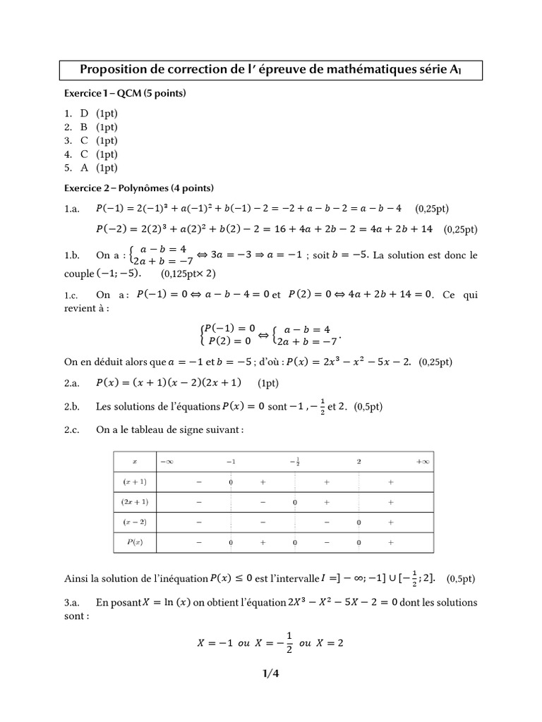 Bac Blanc A1 PDF Correction | PDF | Real Analysis | Mathematical Analysis