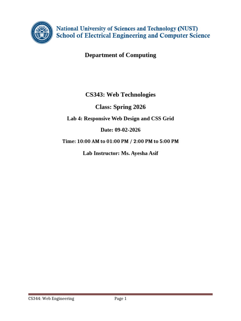 Lab 4 - Responsive Web Design and CSS Grid | PDF | Page Layout | Web Design