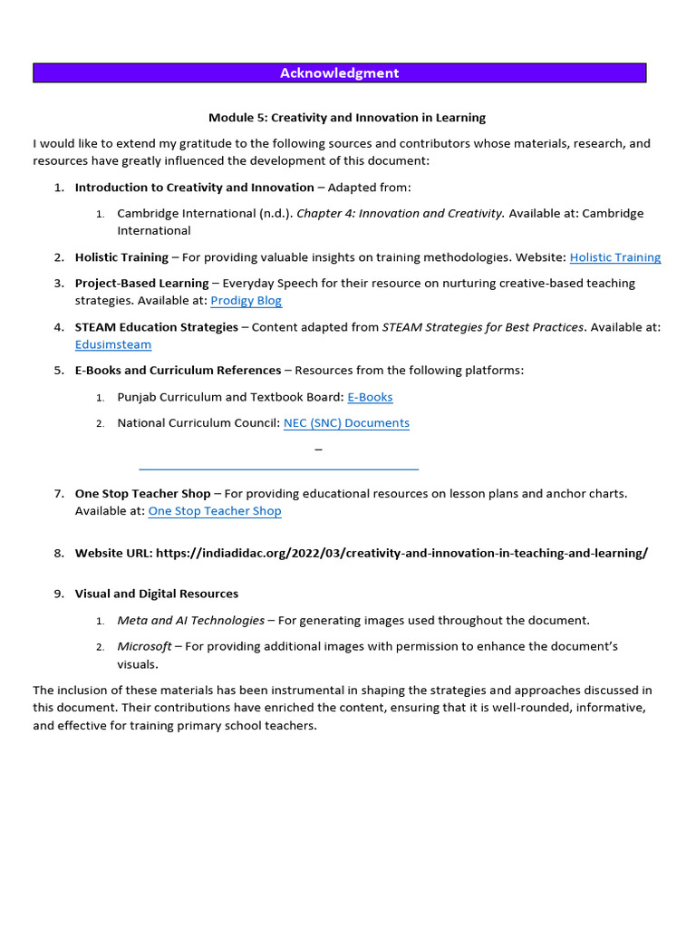 Acknowledgement Module 5 | PDF