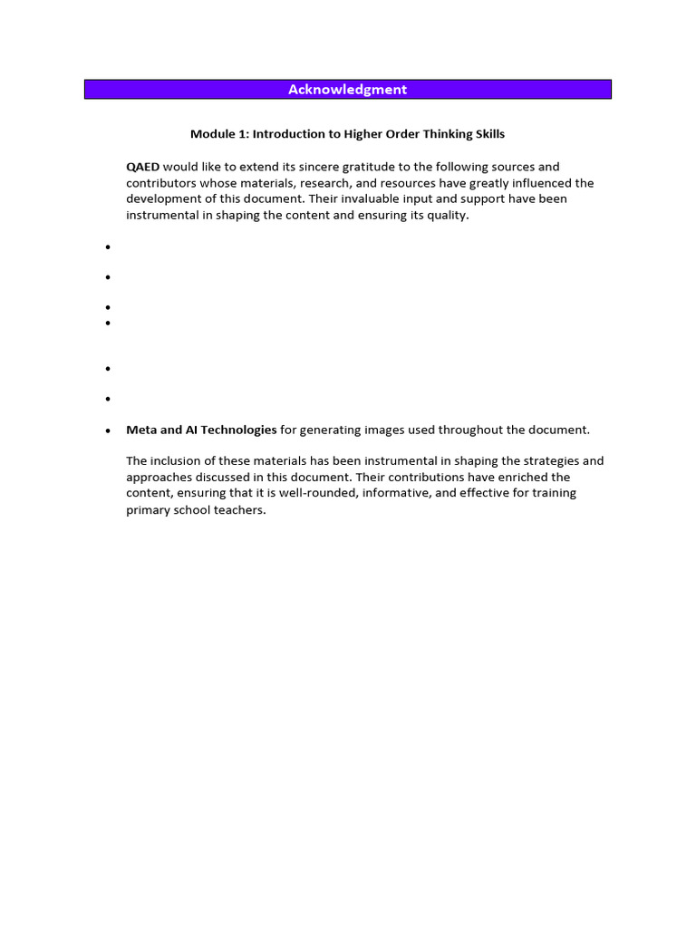Acknowledgment Module 1 | PDF