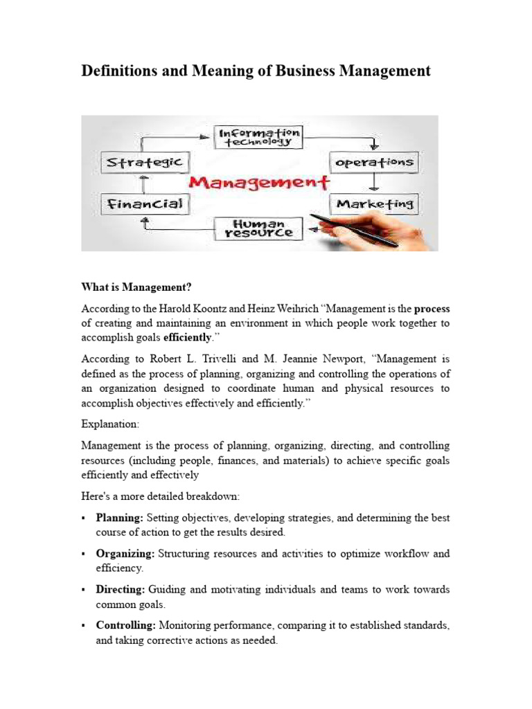 Definition & Nature of Business Management | PDF | Goal | Behavioural ...