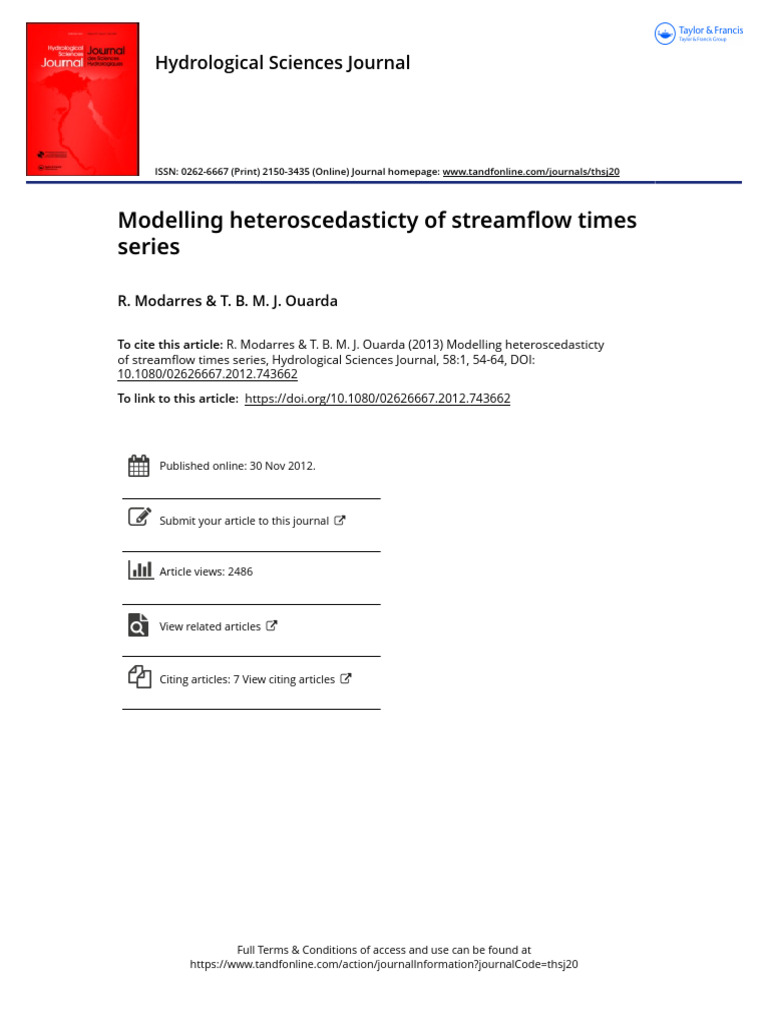 Modelling Heteroscedasticty of Streamflow Times Series (3) | PDF | Time ...