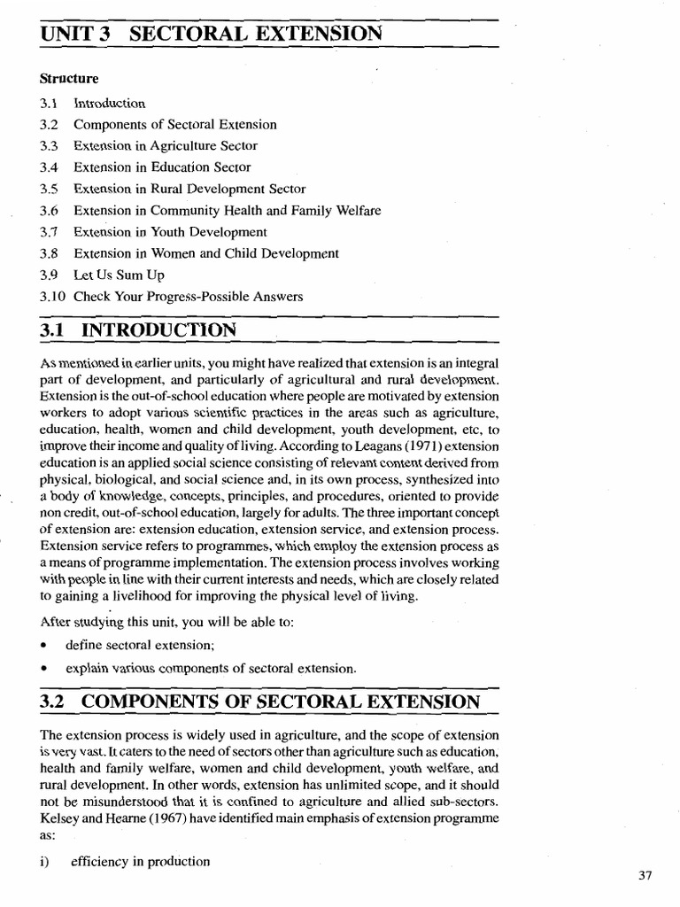 Unit-3 Sectoral Extension | PDF