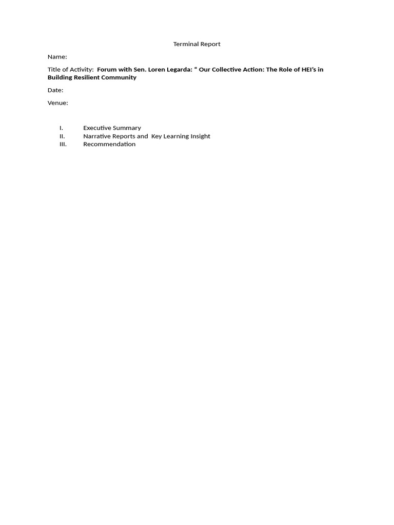 Terminal Report Format | PDF