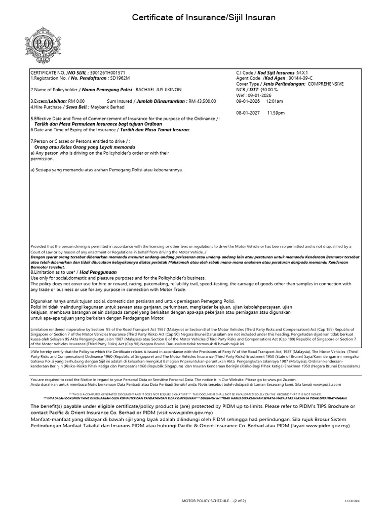 Certificate of Insurance | PDF