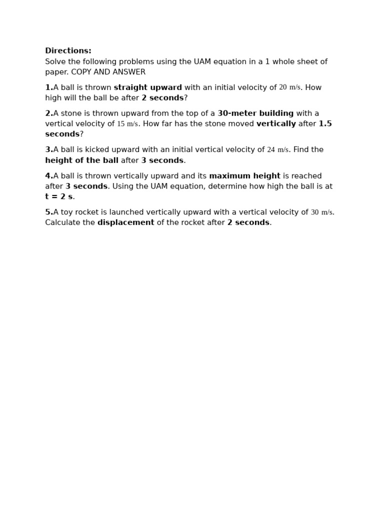 Uam Activity Problem | PDF
