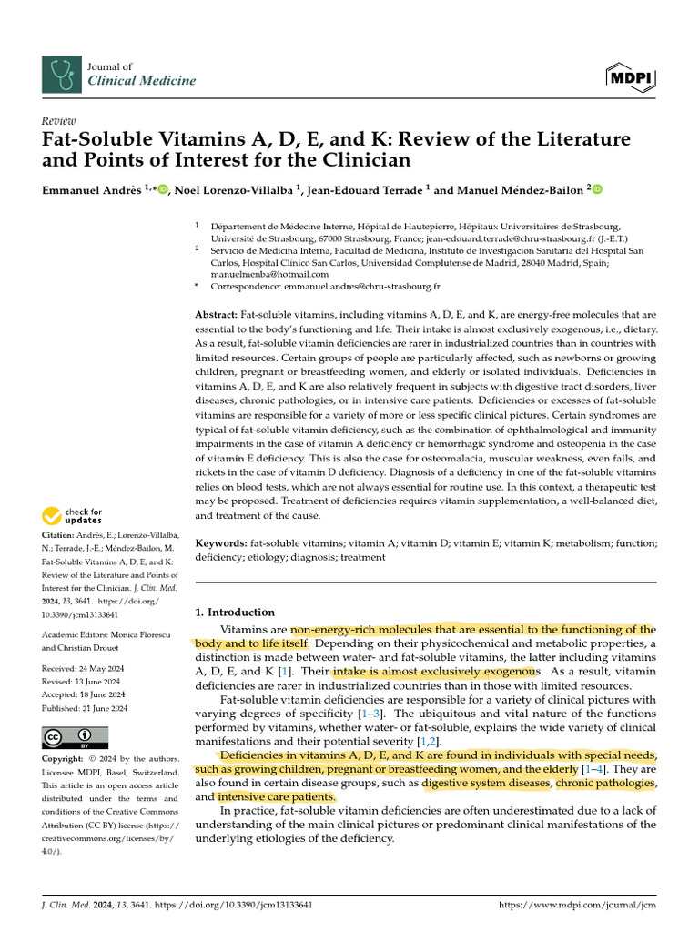 Fat-Soluble Vitamins A, D, E, and K | PDF | Vitamin | Vitamin A