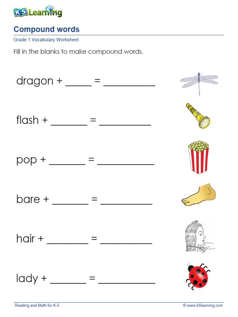 Grade 1 Write Compound Words 2 | PDF