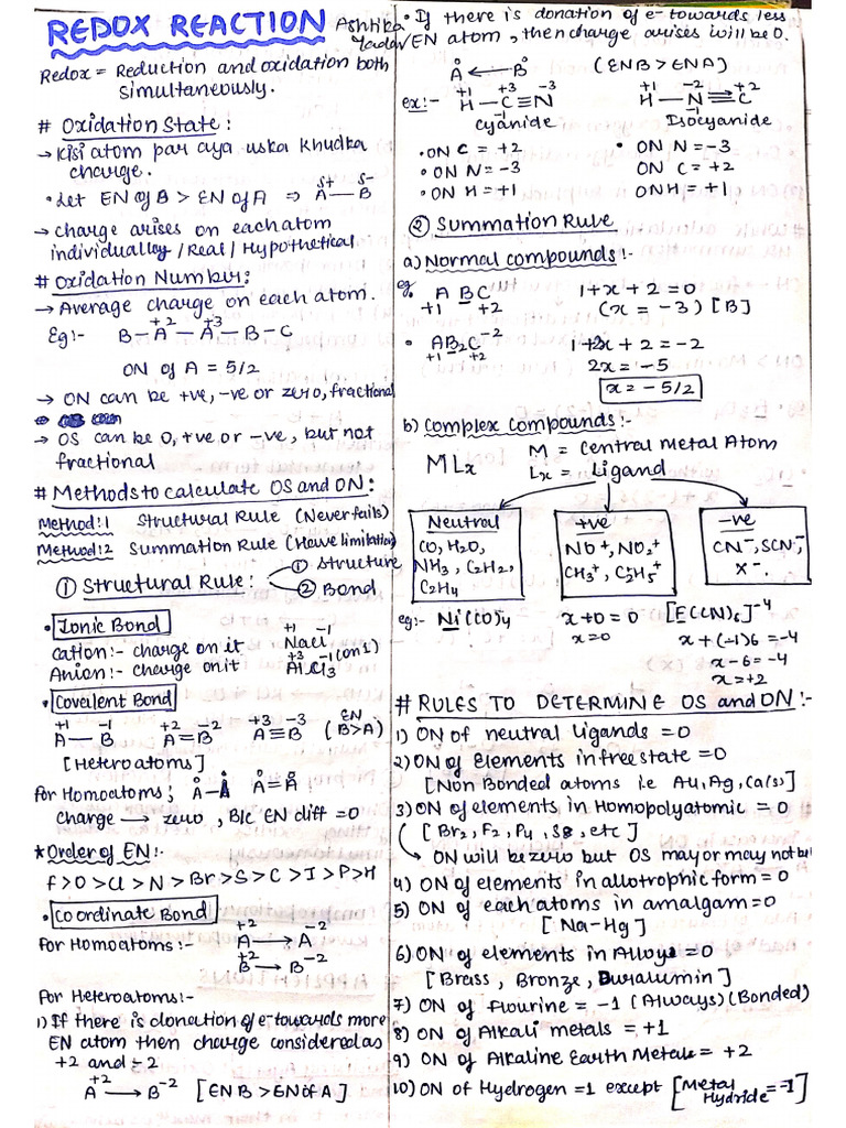 Redox Short Notes (Ashtika) | PDF