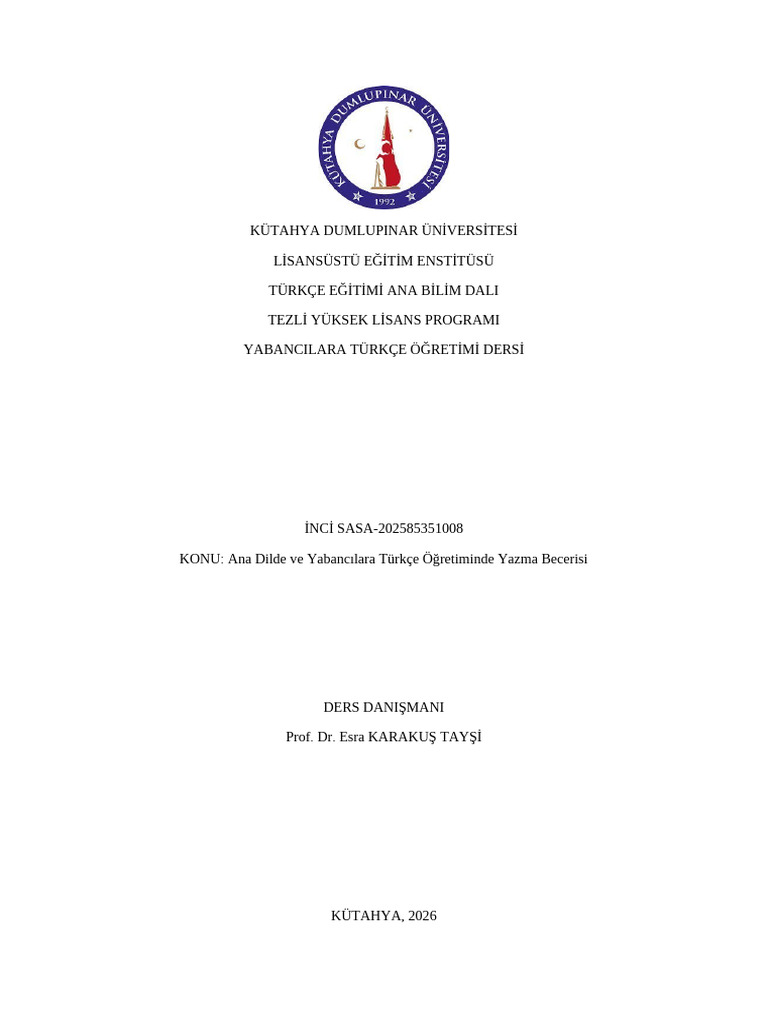 Ana Dilde Ve Yabancı Dilde Yazma Becerisi-İnci SASA | PDF