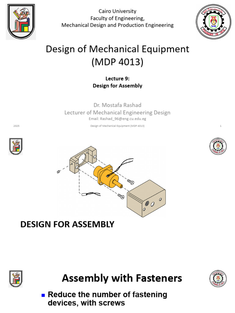 (Studied)- Design for Assembly (1) | PDF | Screw | Machines