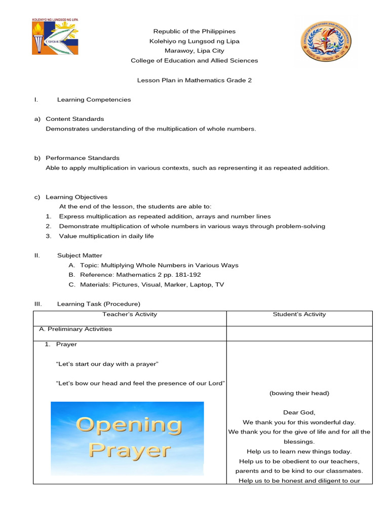 LP Math Final | PDF | Multiplication