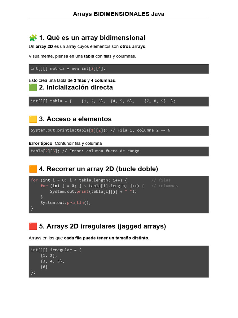 Arrays Bidimensionales | PDF