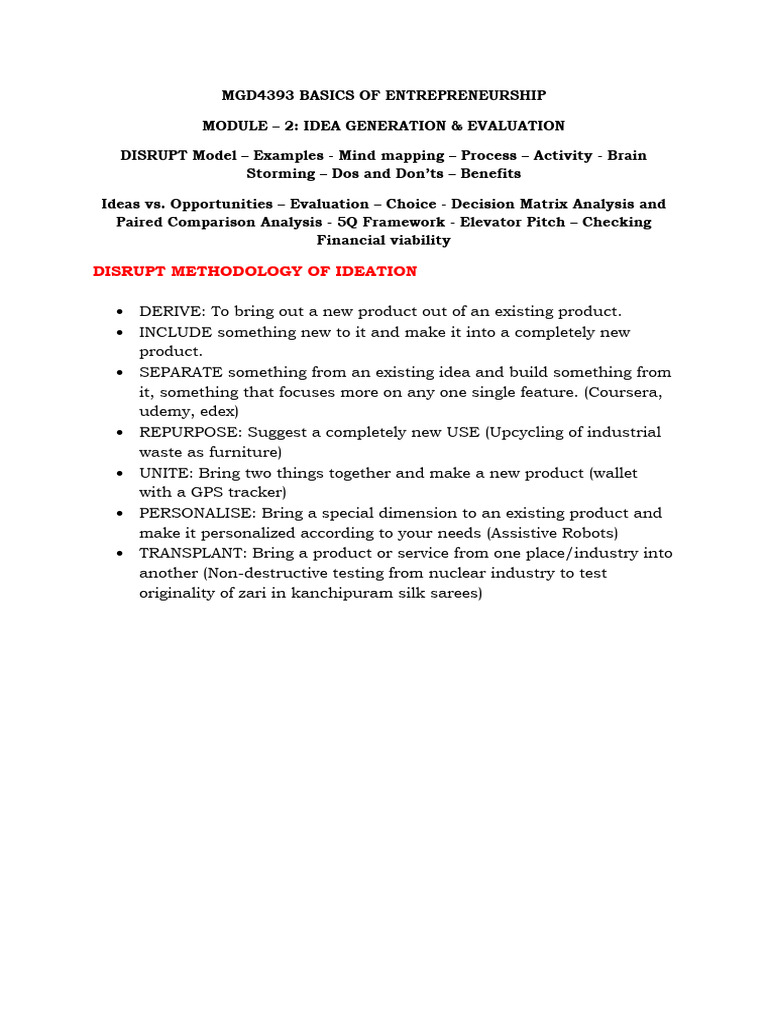 Mgd4393 Boe Moduel 2 Notes | PDF | Design Thinking | Thought