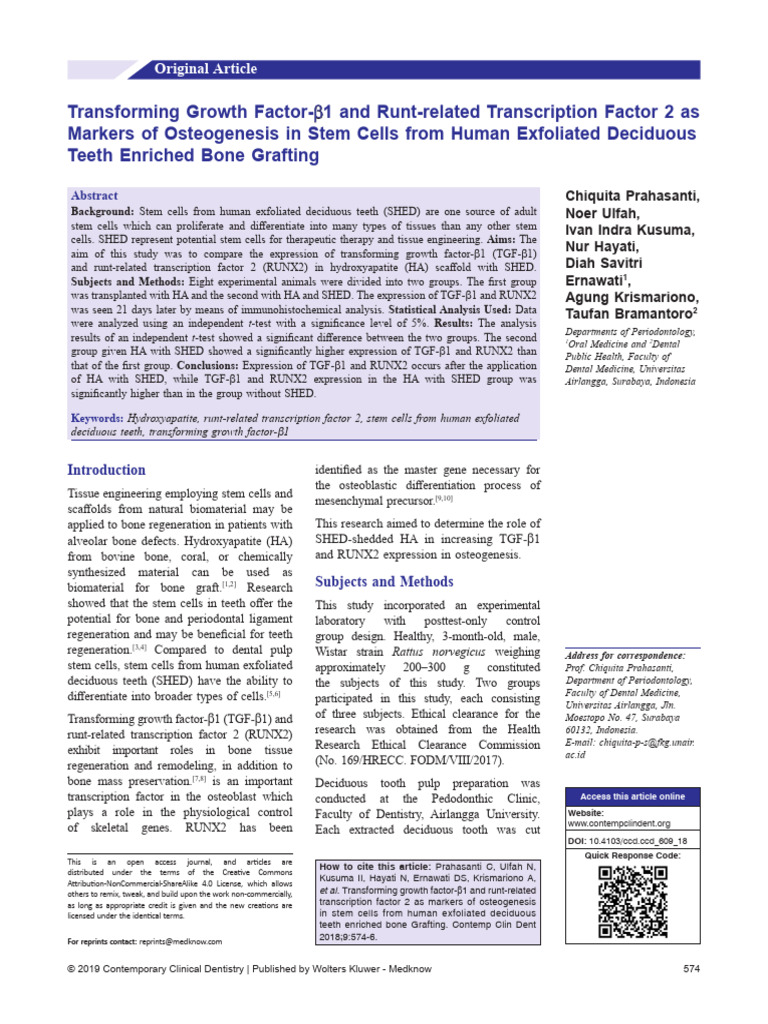 Transforming Growth Factor 1 and Runt Related.11 | PDF | Tissue ...