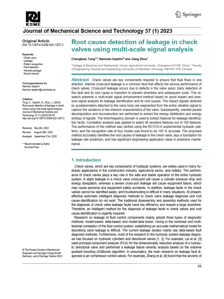 s12206-022-1207-2 | PDF | Wavelet | Spectral Density