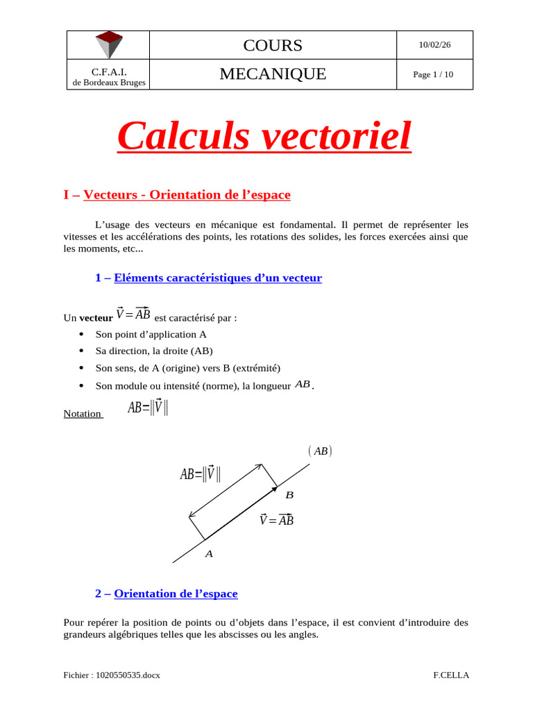 1-Calcul Vectoriel | PDF | Coordonnées cartésiennes | Norme (Mathématiques)