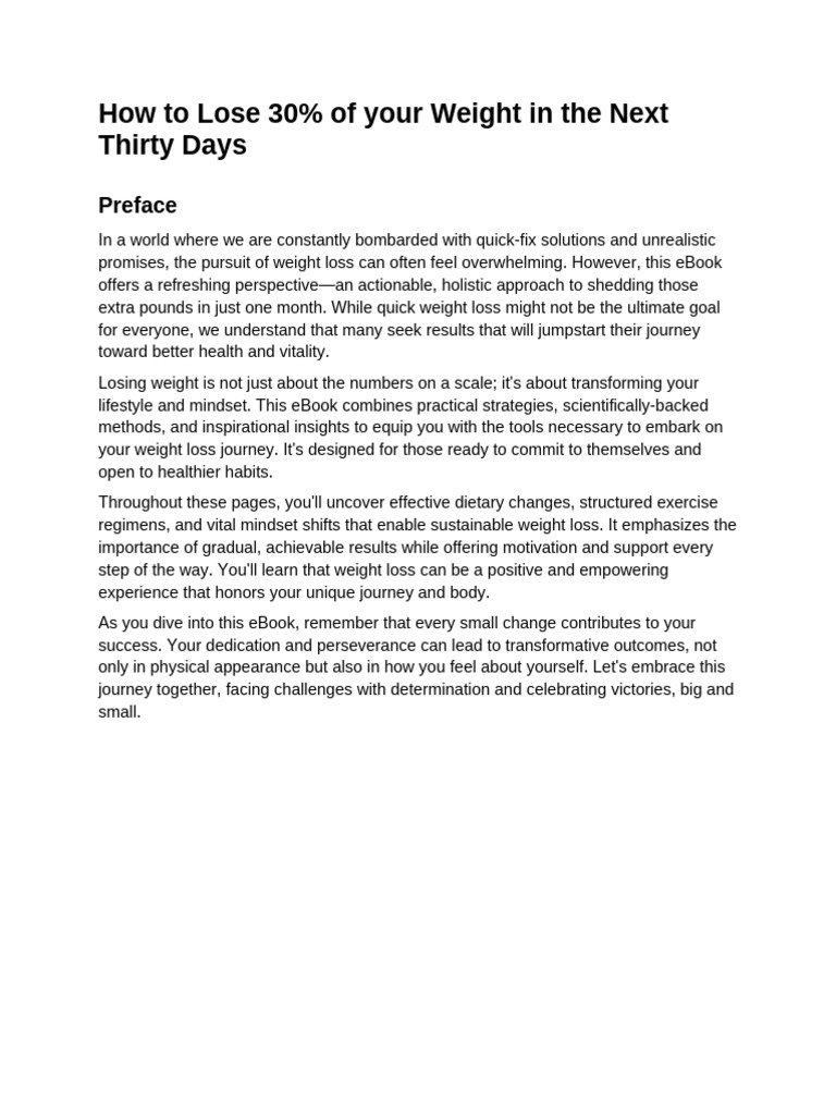 How To Lose 30% of Your Weight in The Next Thirty Days | PDF | Dieting ...