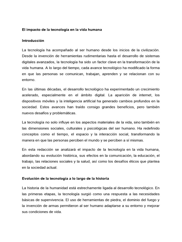 El Impacto de La Tecnología en La Vida Humana | PDF | Enseñando | Sociedad