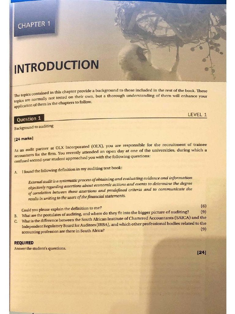 CGAU01-OS Introduction to Auditing & the Audit Process - Wk 1 and 2 PQs ...