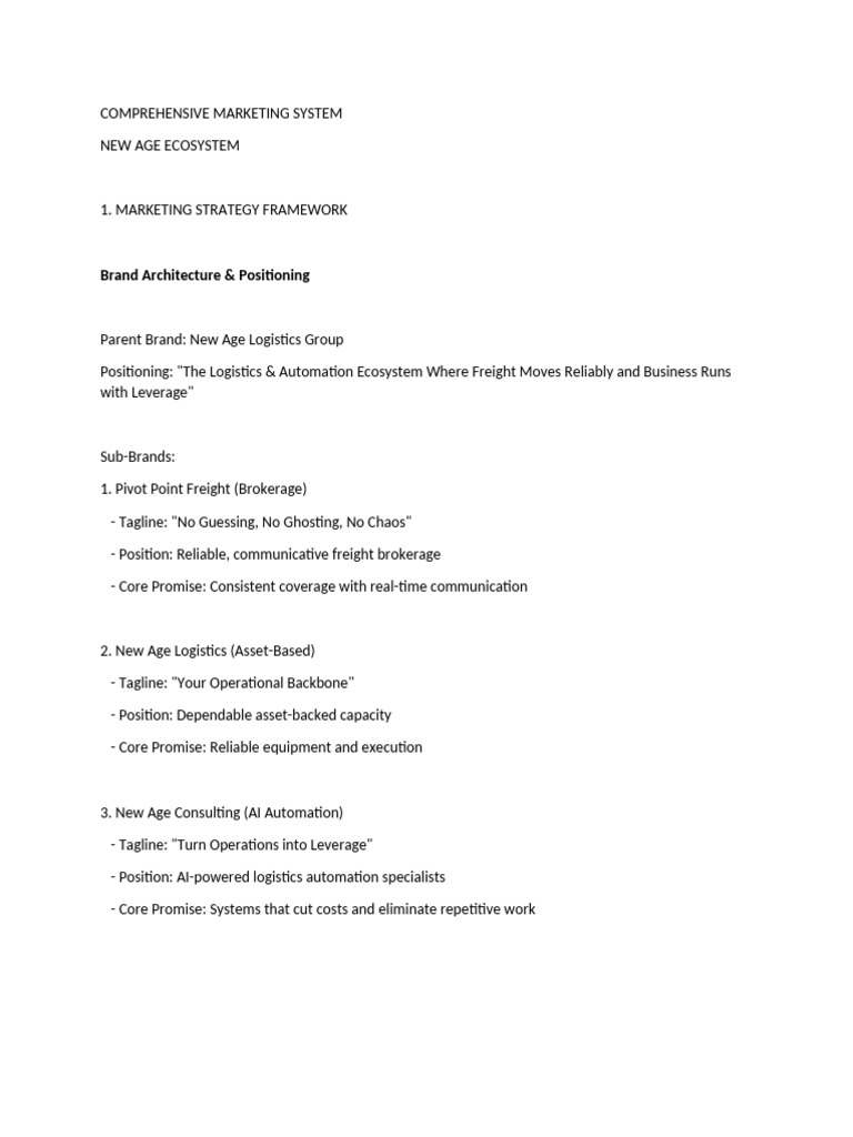 COMPREHENSIVE MARKETING SYSTEM Updated | PDF | Logistics | Customer ...