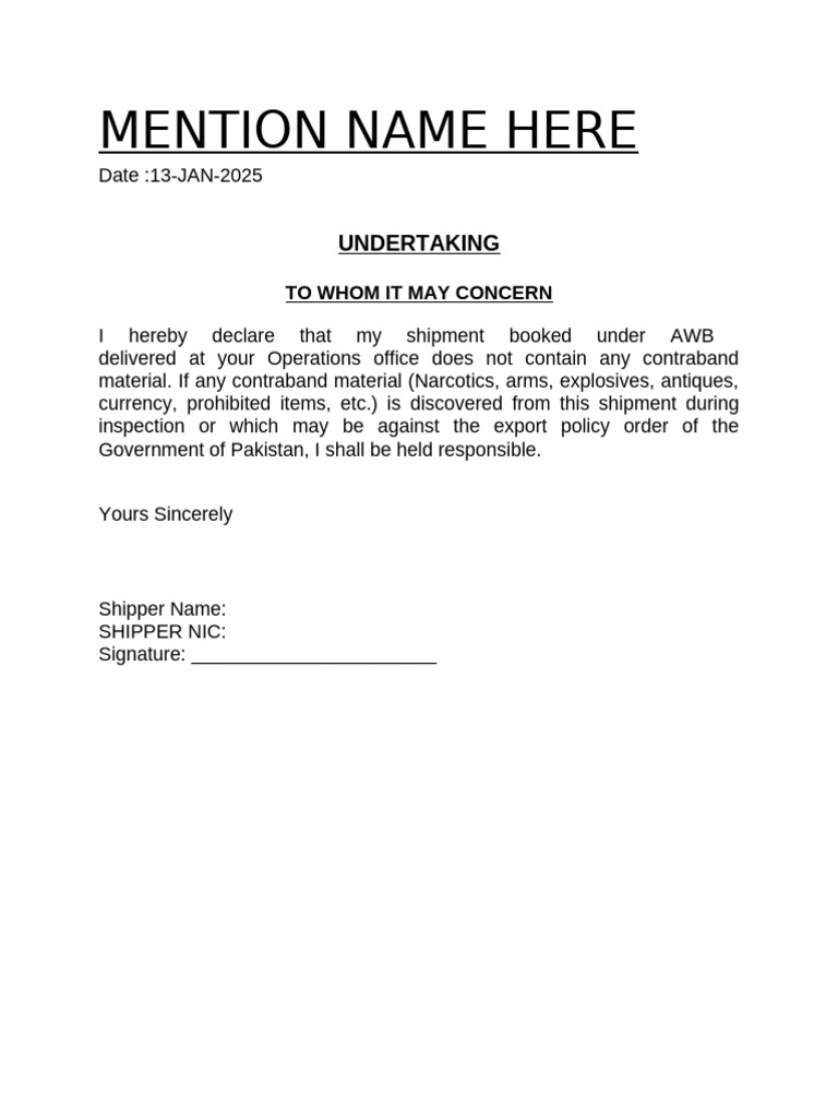Undertaking | PDF