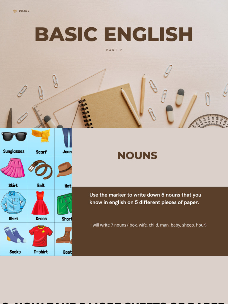 PART 2 BASIC ENGLISH Presentation | PDF | Noun | English Language