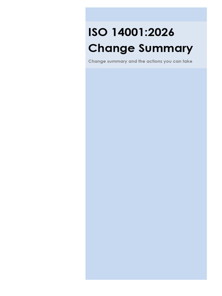 ISO 14001 2026 Change Summary | PDF | Life Cycle Assessment | Audit
