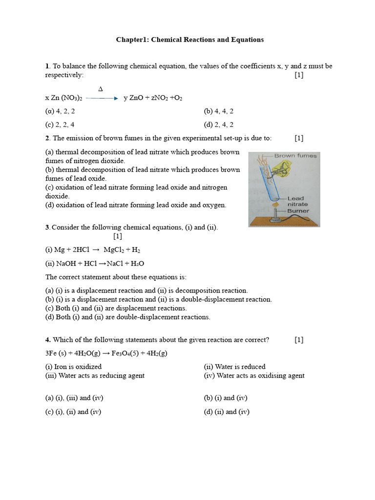 CHAPTER-1Chemical Reactions and Equations | PDF | Chemical Reactions ...