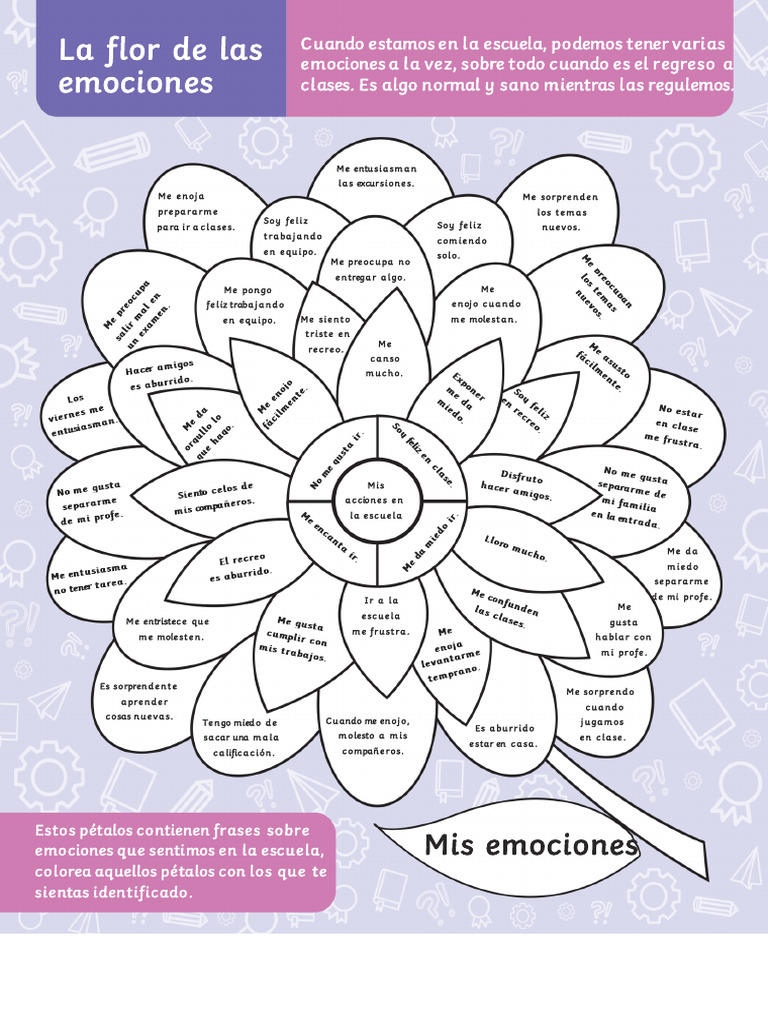 Hoja de Actividad La Flor de Las Emociones | PDF