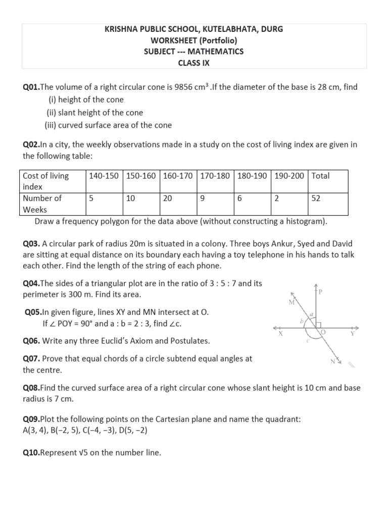 Worksheet Class 9 PDF | PDF