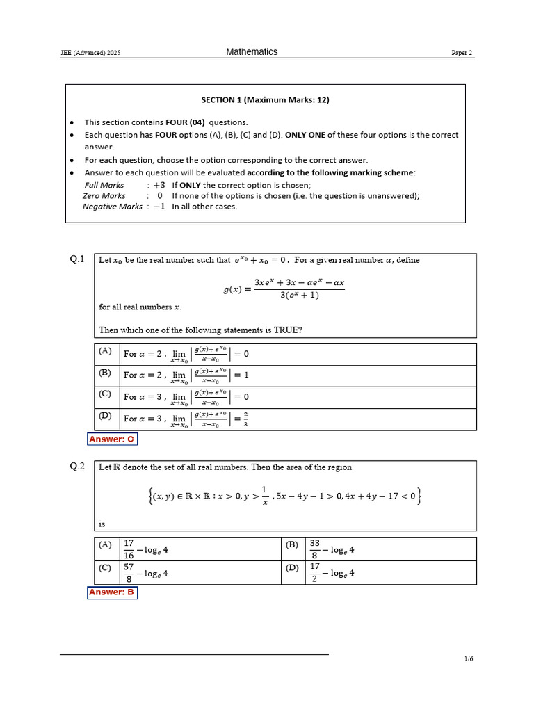 Jee Adv 2025 Paper 2 | PDF | Numbers | Determinant
