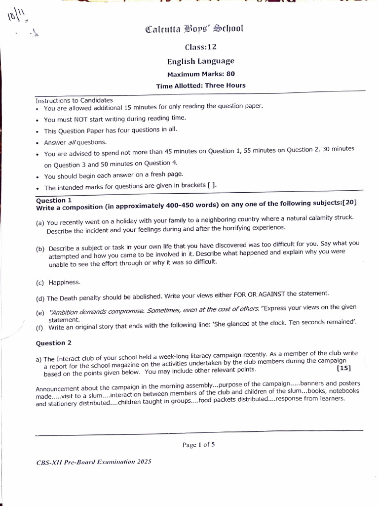 CBS English Language Preboards Paper | PDF | Earth | Water